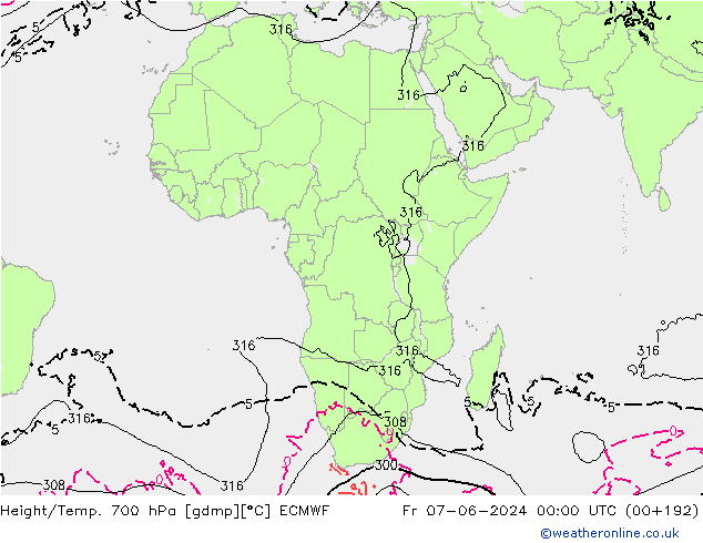 Height/Temp. 700 hPa ECMWF  07.06.2024 00 UTC