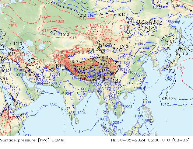 Luchtdruk (Grond) ECMWF do 30.05.2024 06 UTC