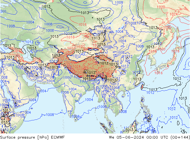 Atmosférický tlak ECMWF St 05.06.2024 00 UTC