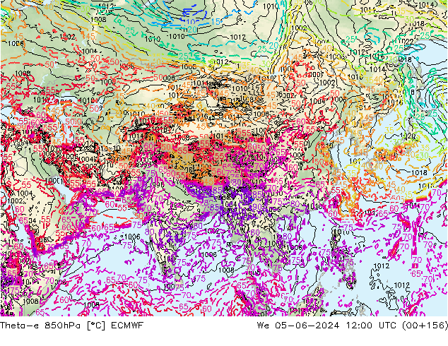 Theta-e 850hPa ECMWF We 05.06.2024 12 UTC