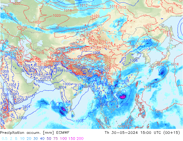 Precipitation accum. ECMWF Th 30.05.2024 15 UTC
