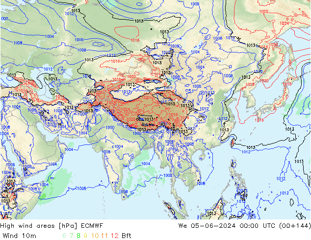 High wind areas ECMWF mer 05.06.2024 00 UTC