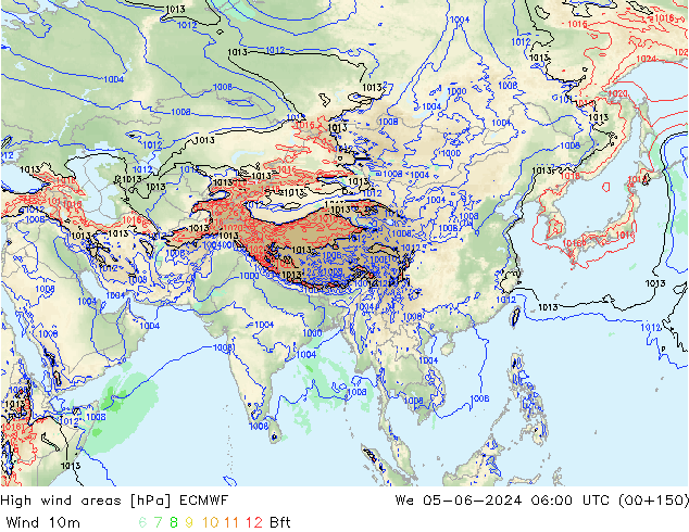 High wind areas ECMWF Qua 05.06.2024 06 UTC