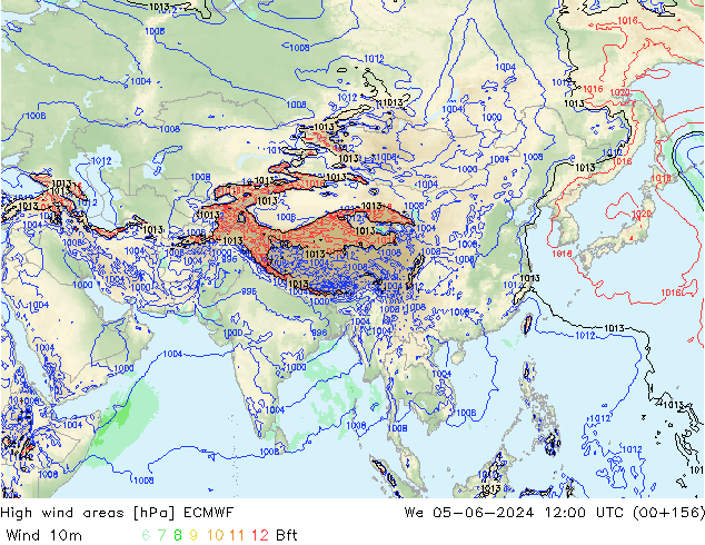 High wind areas ECMWF mer 05.06.2024 12 UTC