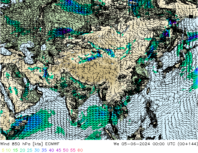 Vent 850 hPa ECMWF mer 05.06.2024 00 UTC