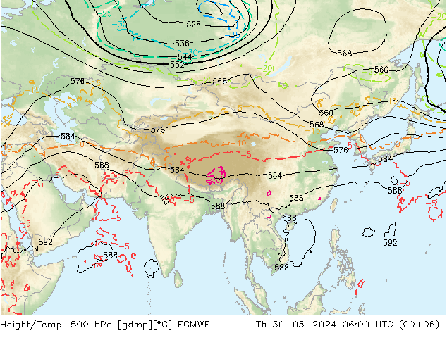 Z500/Yağmur (+YB)/Z850 ECMWF Per 30.05.2024 06 UTC