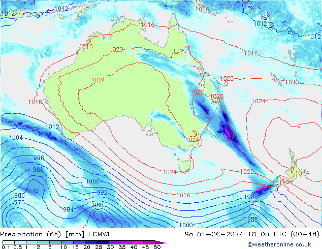 Z500/Yağmur (+YB)/Z850 ECMWF Cts 01.06.2024 00 UTC