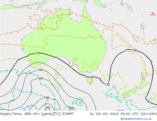 Height/Temp. 850 hPa ECMWF dom 09.06.2024 00 UTC