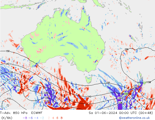 T-Adv. 850 hPa ECMWF sab 01.06.2024 00 UTC