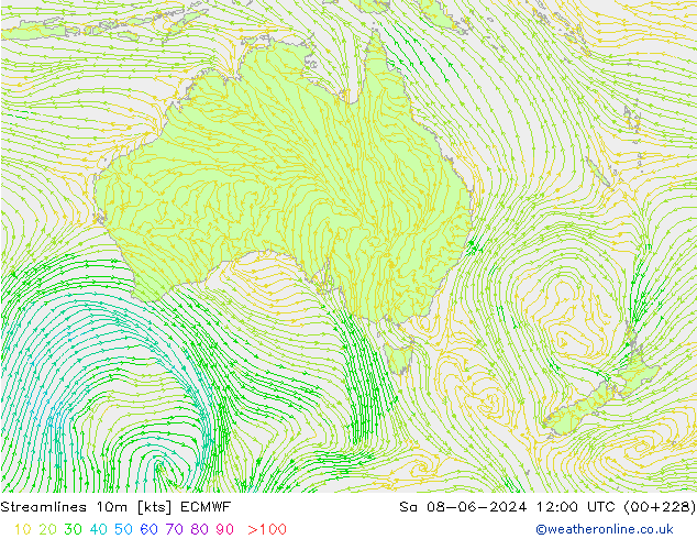 Rüzgar 10m ECMWF Cts 08.06.2024 12 UTC