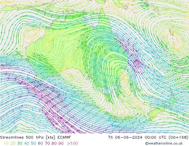 Rüzgar 500 hPa ECMWF Per 06.06.2024 00 UTC