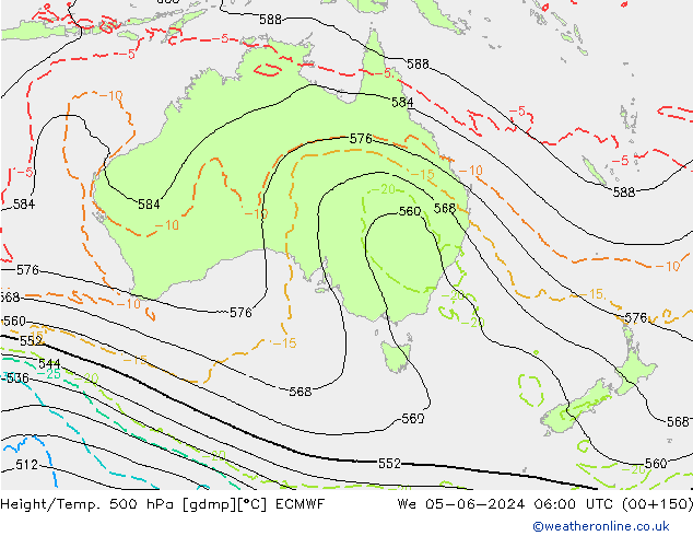 Z500/Rain (+SLP)/Z850 ECMWF We 05.06.2024 06 UTC