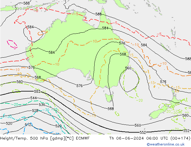 Hoogte/Temp. 500 hPa ECMWF do 06.06.2024 06 UTC