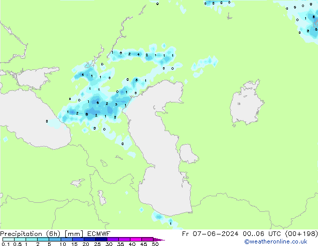 Nied. akkumuliert (6Std) ECMWF Fr 07.06.2024 06 UTC