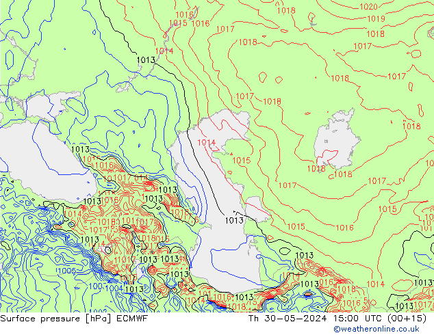 pression de l'air ECMWF jeu 30.05.2024 15 UTC