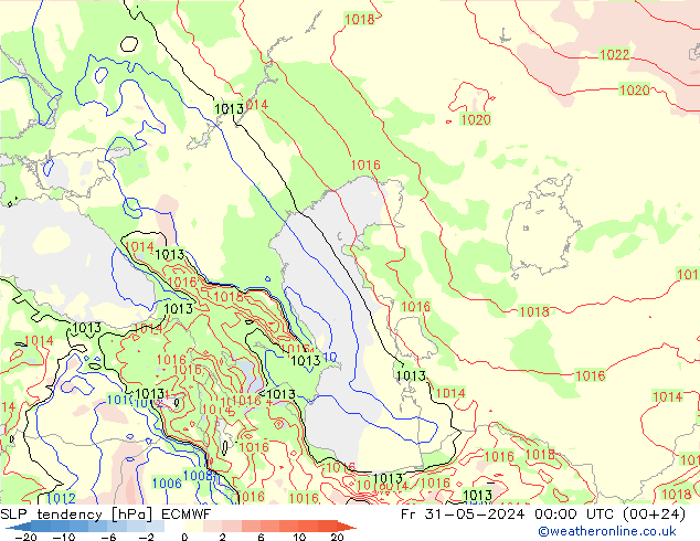 SLP tendency ECMWF Fr 31.05.2024 00 UTC