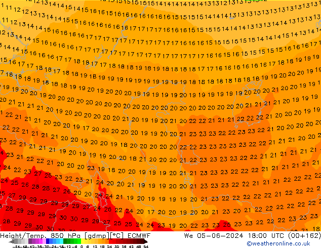 Height/Temp. 850 hPa ECMWF St 05.06.2024 18 UTC