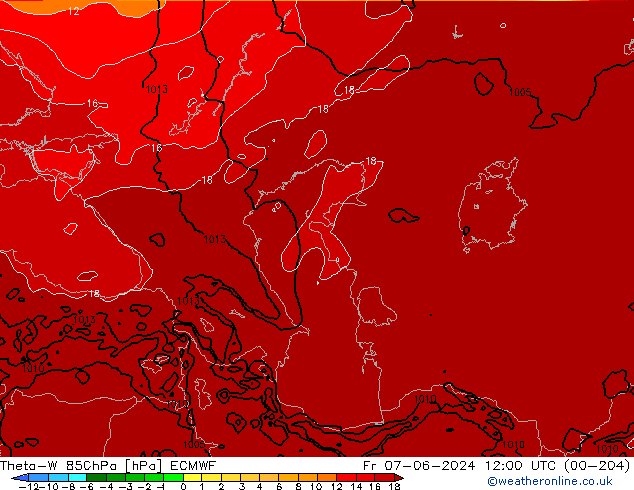 Theta-W 850hPa ECMWF ven 07.06.2024 12 UTC