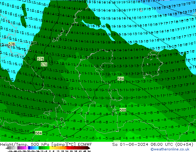 Height/Temp. 500 hPa ECMWF  01.06.2024 06 UTC