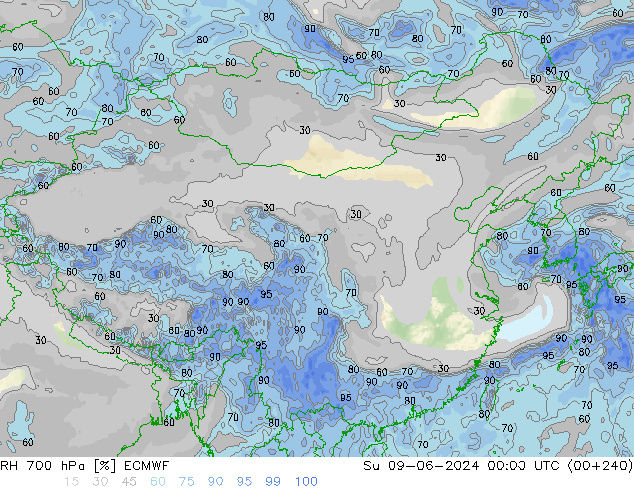 RH 700 hPa ECMWF 星期日 09.06.2024 00 UTC