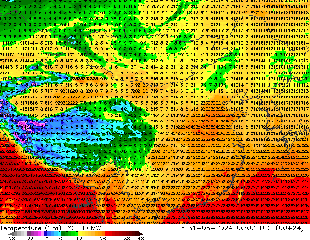 Temperature (2m) ECMWF Fr 31.05.2024 00 UTC