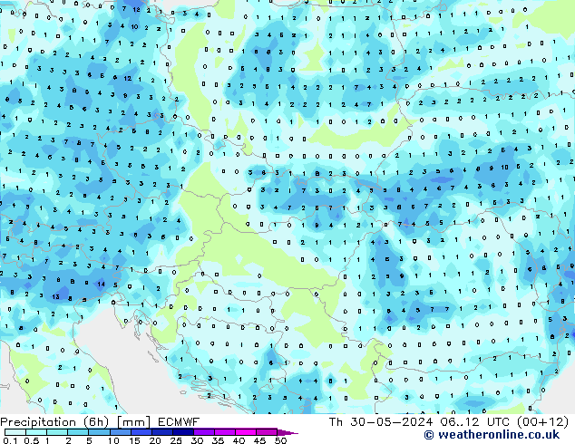 Z500/Rain (+SLP)/Z850 ECMWF czw. 30.05.2024 12 UTC