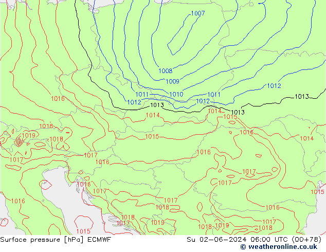 Yer basıncı ECMWF Paz 02.06.2024 06 UTC