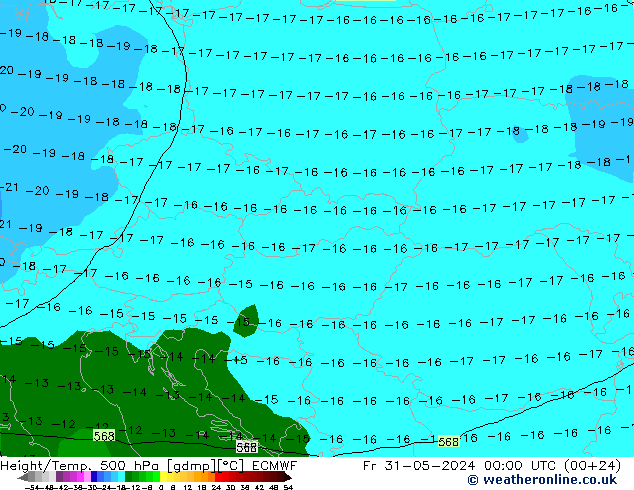 Z500/Rain (+SLP)/Z850 ECMWF ven 31.05.2024 00 UTC