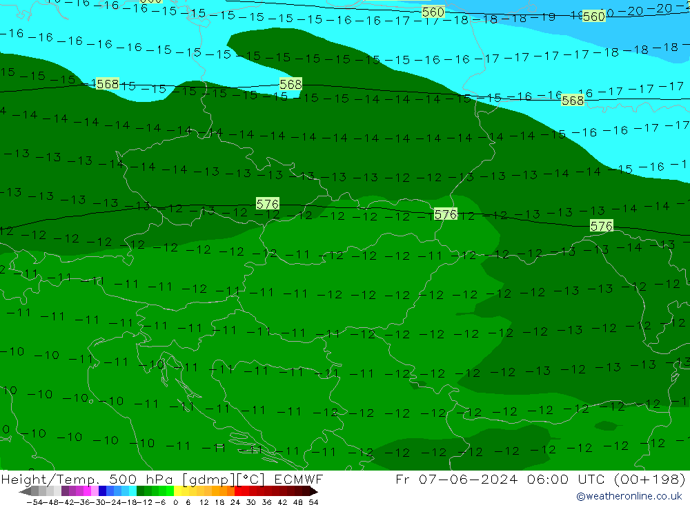 Hoogte/Temp. 500 hPa ECMWF vr 07.06.2024 06 UTC