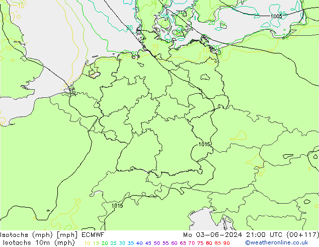 Isotachs (mph) ECMWF lun 03.06.2024 21 UTC