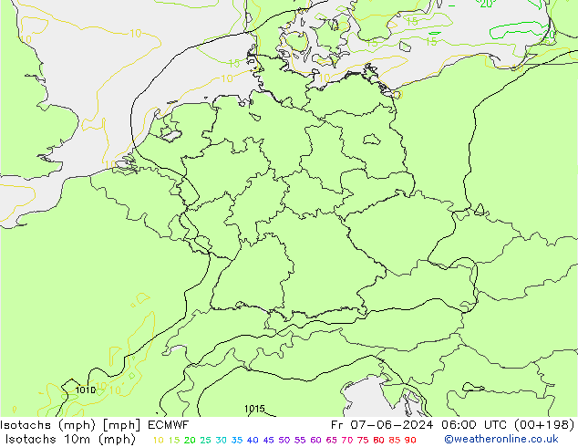 Isotachs (mph) ECMWF ven 07.06.2024 06 UTC
