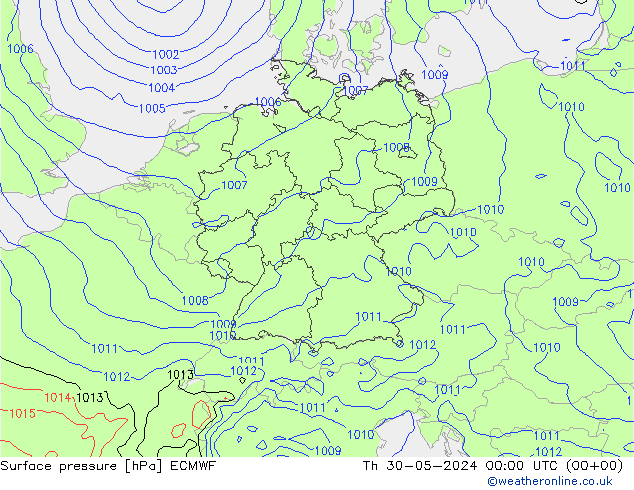 Bodendruck ECMWF Do 30.05.2024 00 UTC