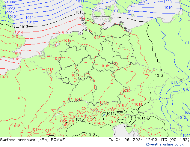 Yer basıncı ECMWF Sa 04.06.2024 12 UTC