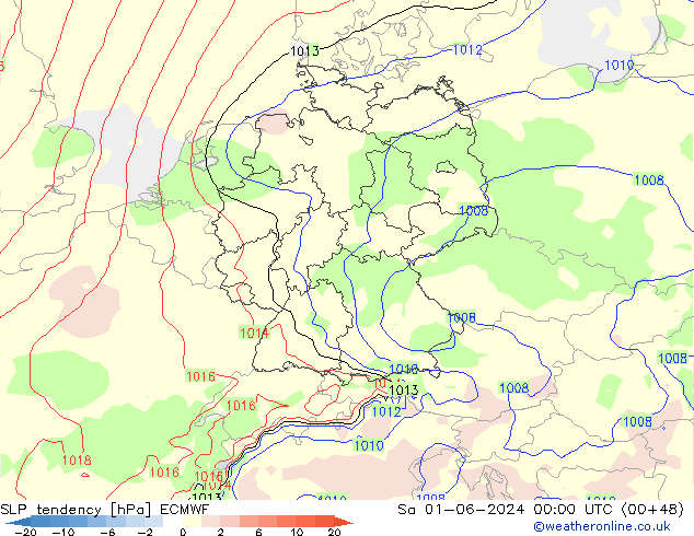 SLP tendency ECMWF Sa 01.06.2024 00 UTC