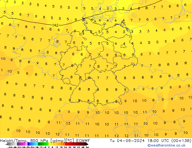 Z500/Regen(+SLP)/Z850 ECMWF di 04.06.2024 18 UTC