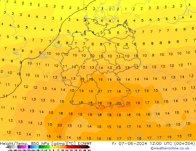 Z500/Yağmur (+YB)/Z850 ECMWF Cu 07.06.2024 12 UTC