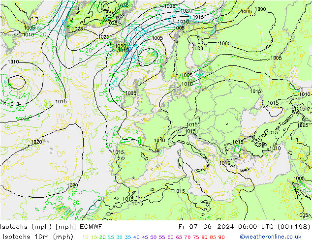 Isotachen (mph) ECMWF vr 07.06.2024 06 UTC