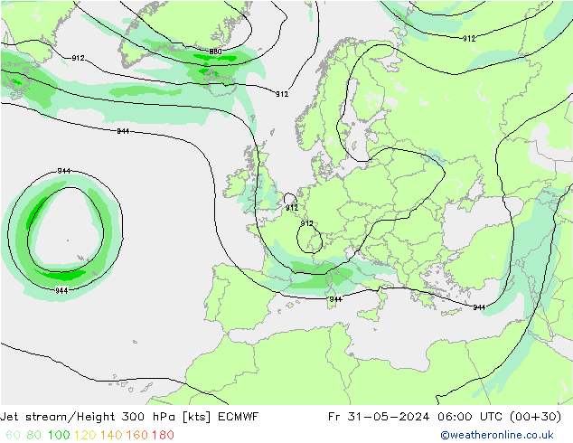 Straalstroom ECMWF vr 31.05.2024 06 UTC