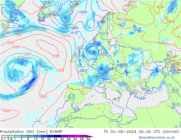 Z500/Yağmur (+YB)/Z850 ECMWF Per 30.05.2024 06 UTC