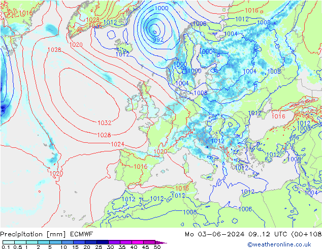 Precipitation ECMWF Mo 03.06.2024 12 UTC