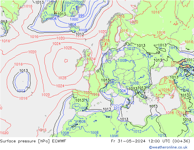 Yer basıncı ECMWF Cu 31.05.2024 12 UTC