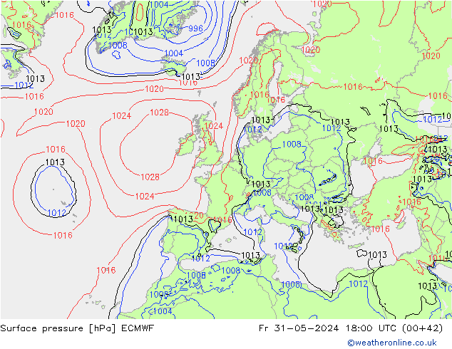 pression de l'air ECMWF ven 31.05.2024 18 UTC