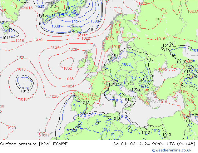 Luchtdruk (Grond) ECMWF za 01.06.2024 00 UTC