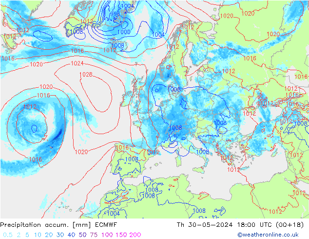 Nied. akkumuliert ECMWF Do 30.05.2024 18 UTC