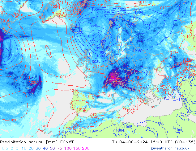 Precipitación acum. ECMWF mar 04.06.2024 18 UTC