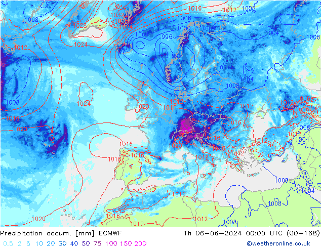 Precipitation accum. ECMWF Th 06.06.2024 00 UTC