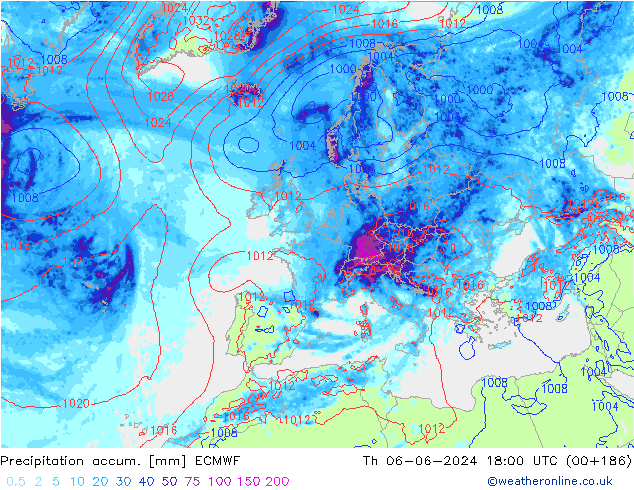 Nied. akkumuliert ECMWF Do 06.06.2024 18 UTC