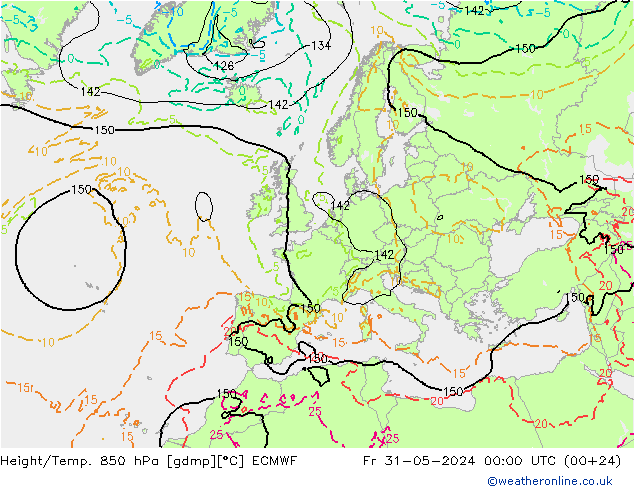 Z500/Regen(+SLP)/Z850 ECMWF vr 31.05.2024 00 UTC