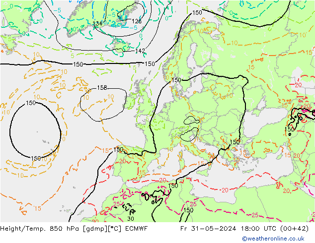 Height/Temp. 850 hPa ECMWF  31.05.2024 18 UTC