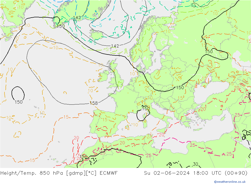 Z500/Rain (+SLP)/Z850 ECMWF Su 02.06.2024 18 UTC